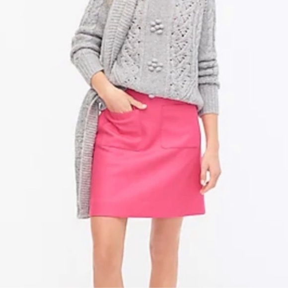 J.Crew Patch Pocket Wool Double-Serge Fuchsia Pink Mini Skirt Size 12 Tall NWT - Picture 13 of 14
